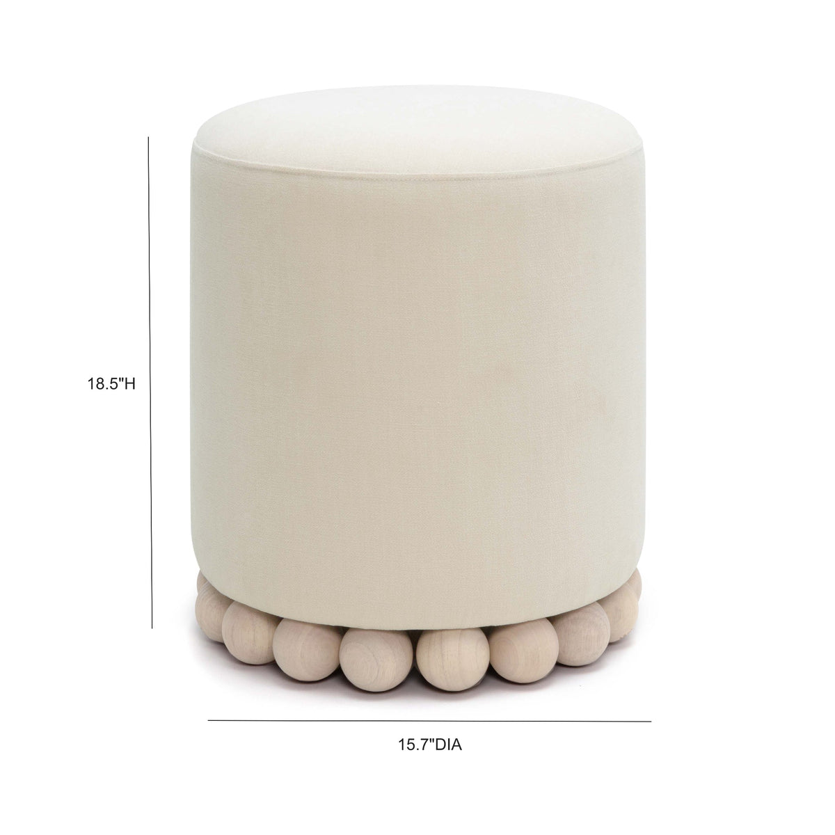 Valerie Cream Upcycled Performance Fabric Ottoman