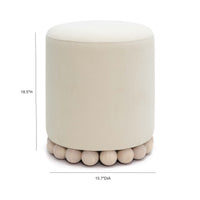 Valerie Cream Upcycled Performance Fabric Ottoman