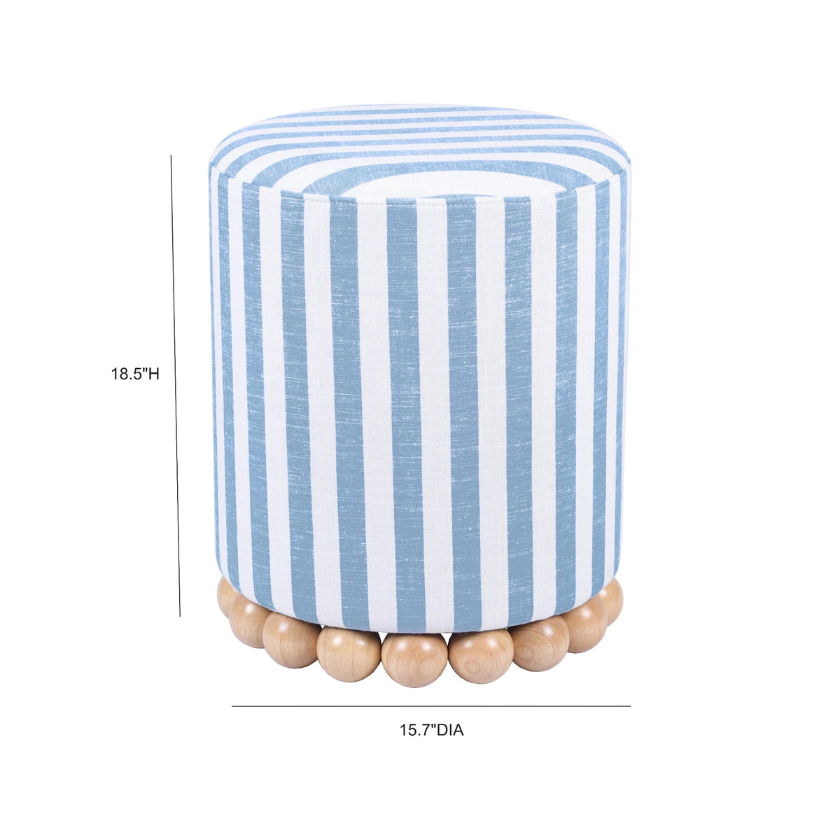 Valerie Pastel Blue Striped Linen Ottoman