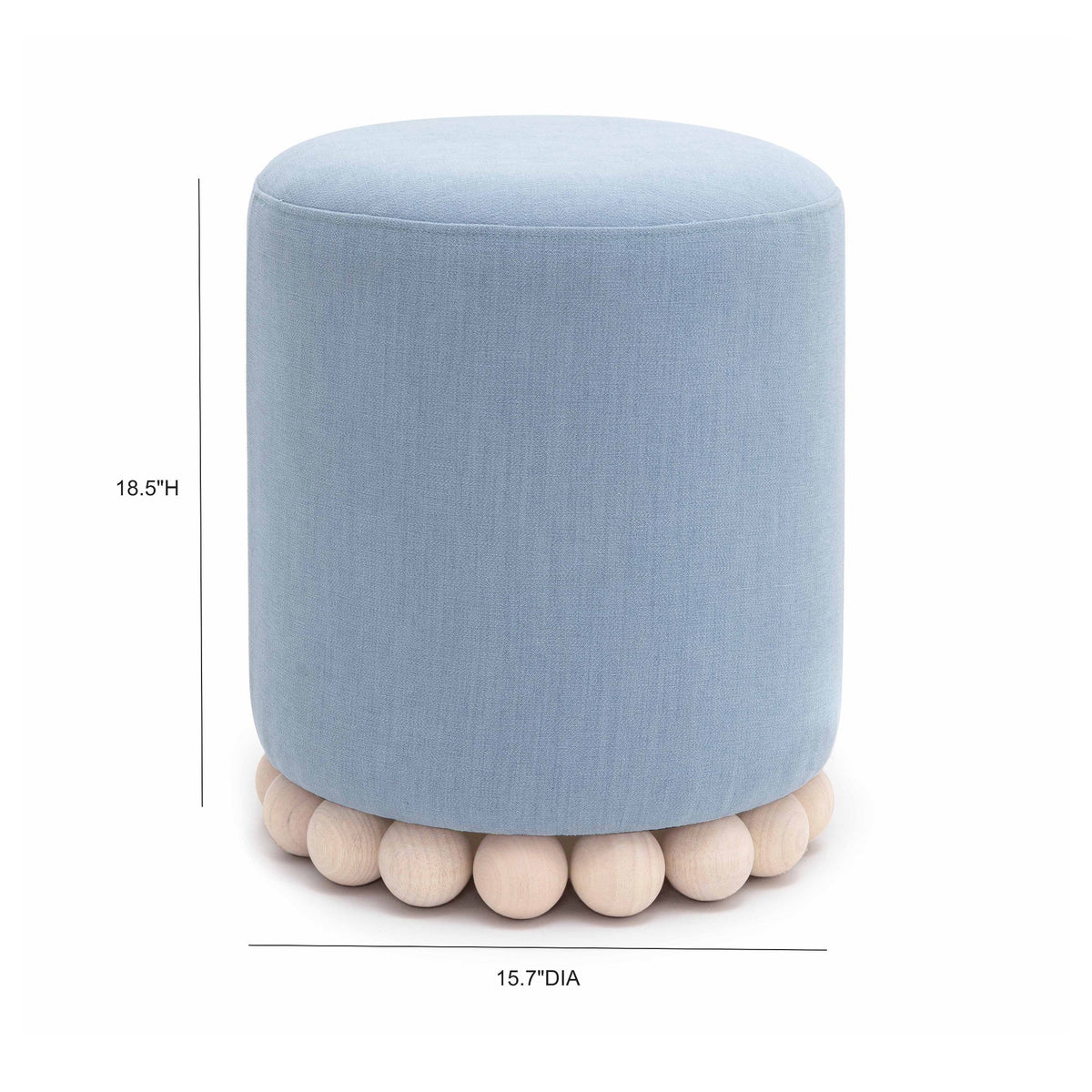 Valerie Faded Blue Upcycled Performance Fabric Ottoman