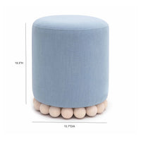 Valerie Faded Blue Upcycled Performance Fabric Ottoman