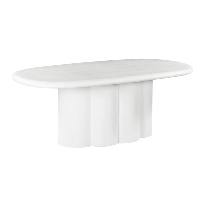 Bella 80” White Faux Plaster Oval Dining Table