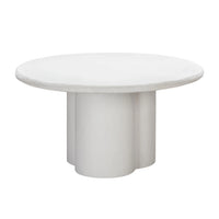 Erika 59” Indoor/Outdoor White Faux Plaster Round Dining Table - Luxury Living Collection