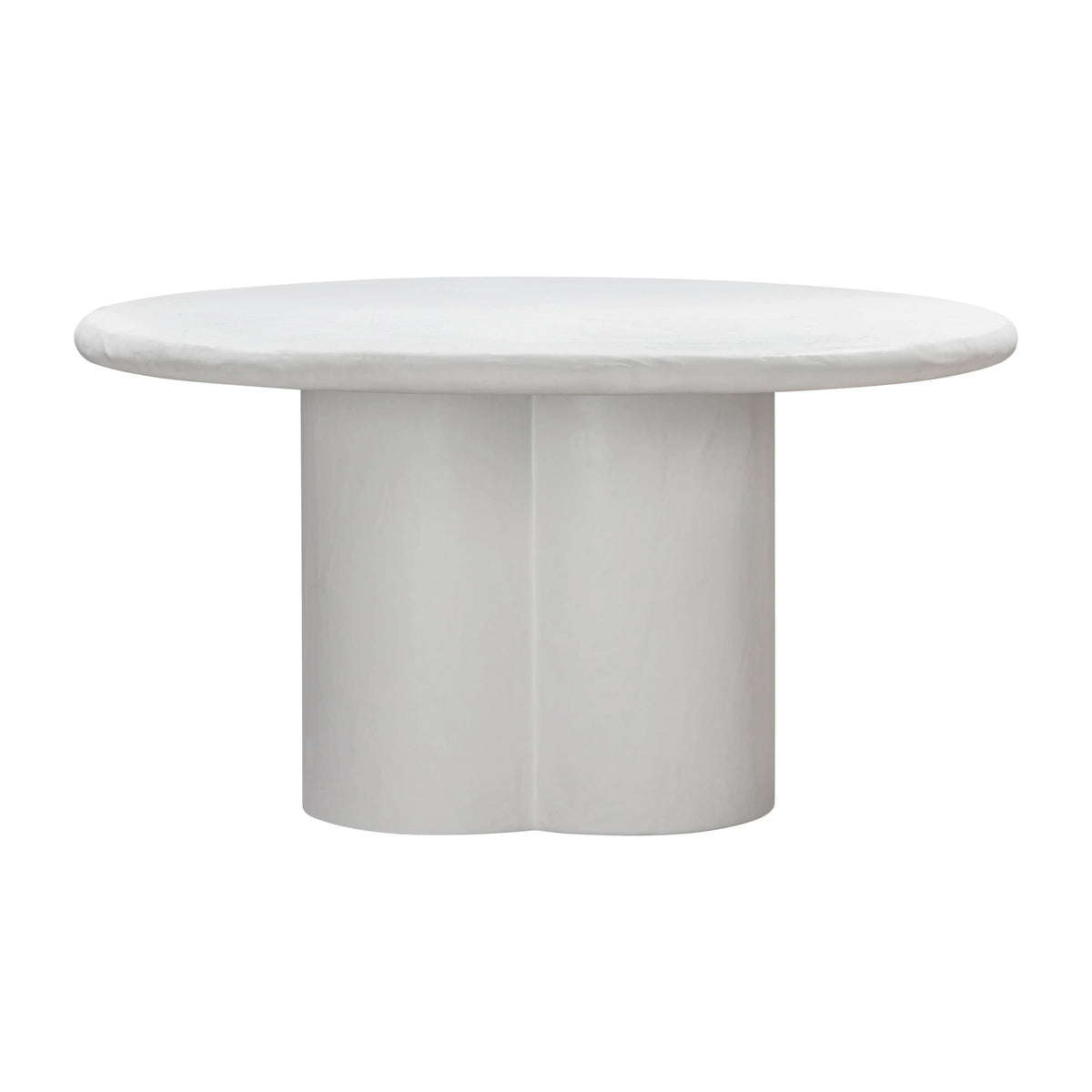 Erika 59” Indoor/Outdoor White Faux Plaster Round Dining Table - Luxury Living Collection
