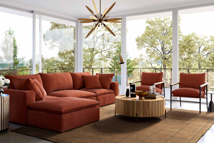 Cali 120" Performance Rust Fabric Modular Sofa