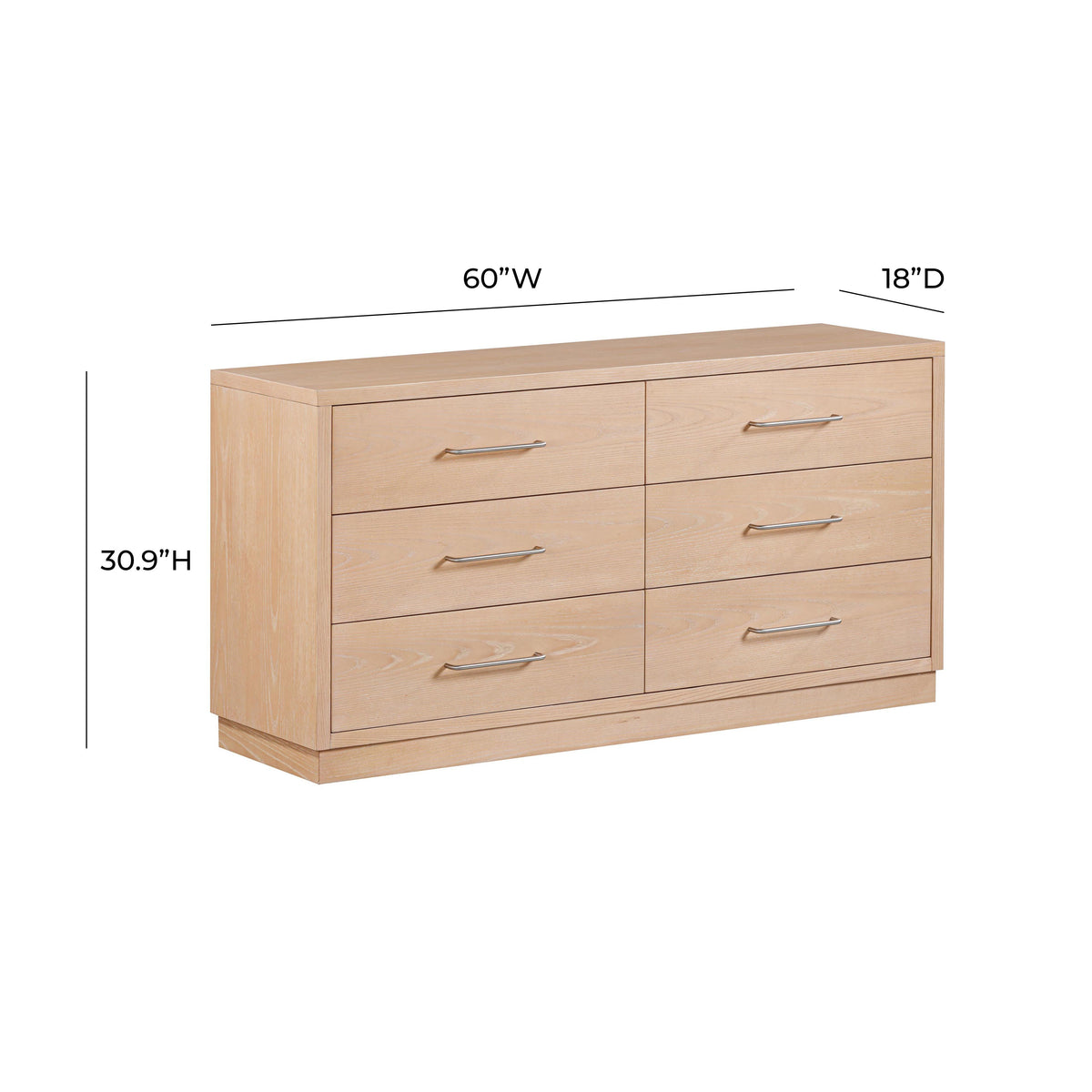 Marlow Natural Wood 6 Drawer Dresser