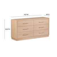 Marlow Natural Wood 6 Drawer Dresser