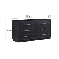 Marlow Black Wood 6 Drawer Dresser