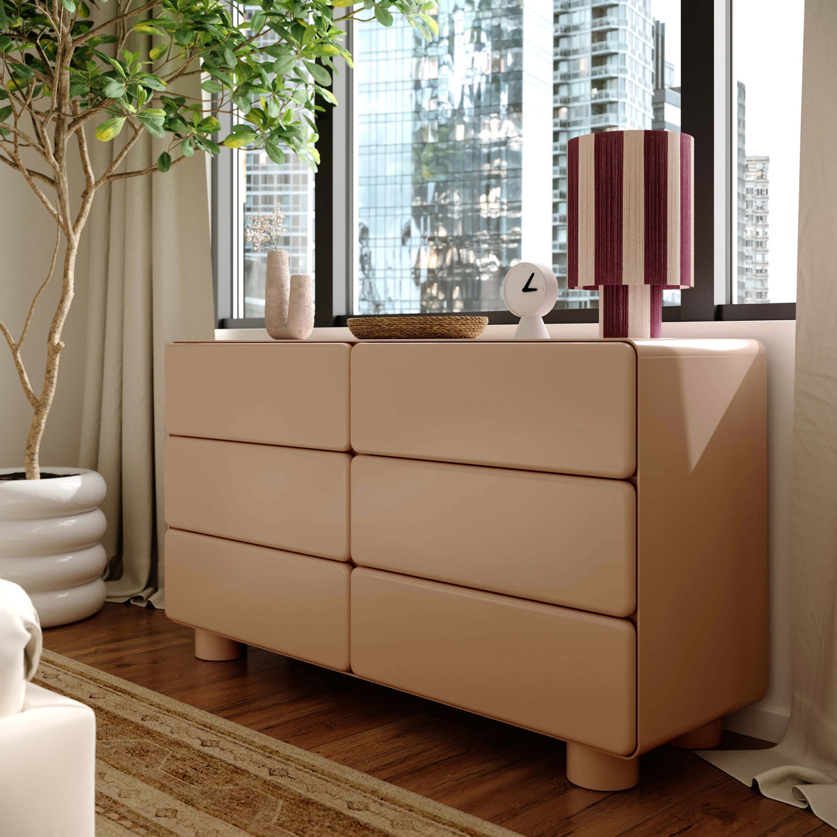 Tammy Taupe 6-Drawer Dresser