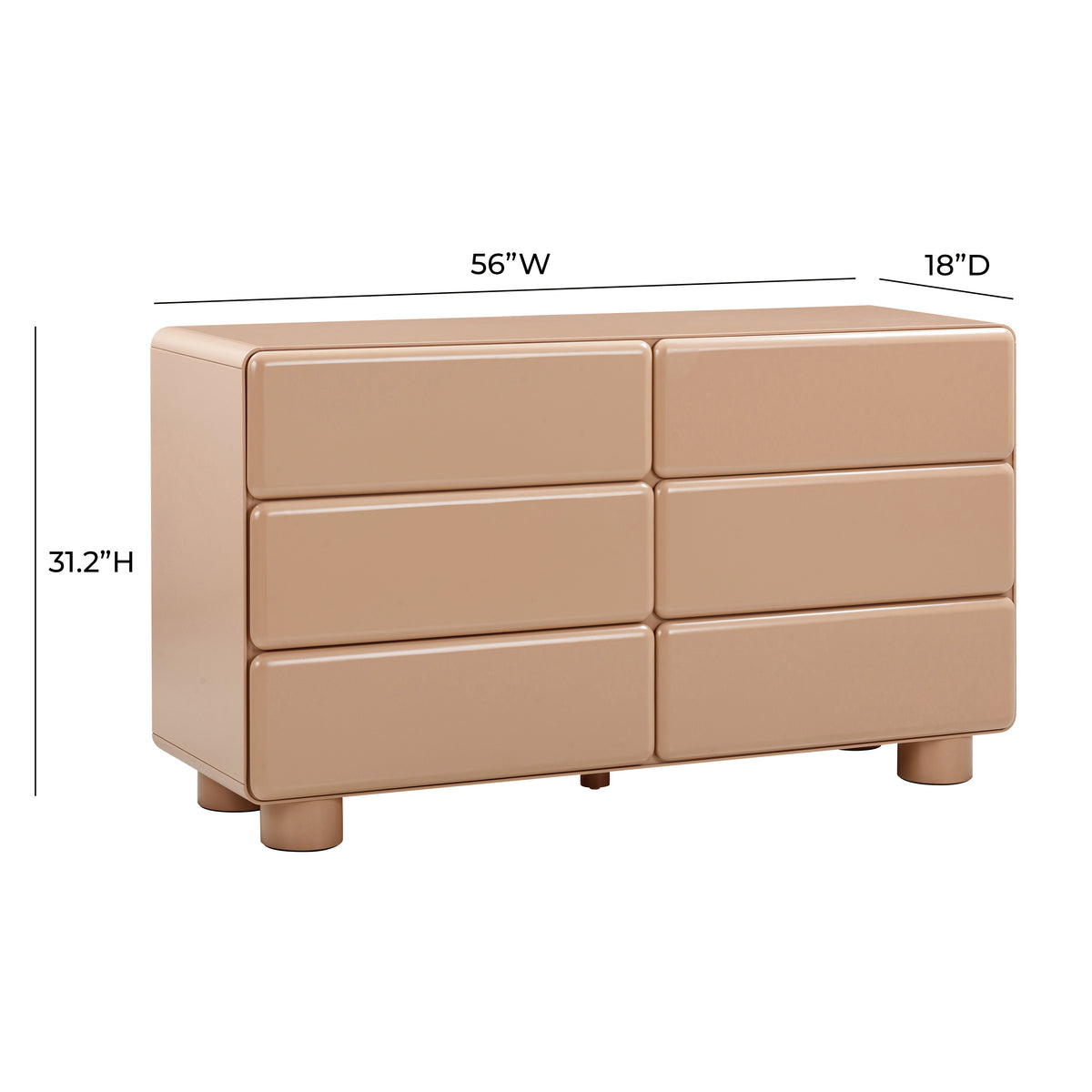 Tammy Taupe 6-Drawer Dresser