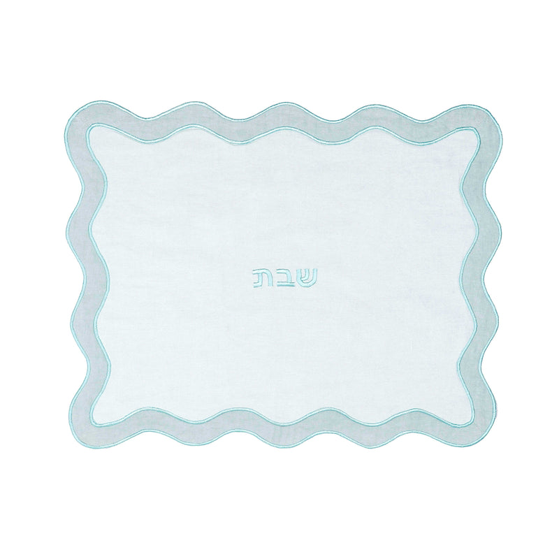 Blue Wavy Challah Cover