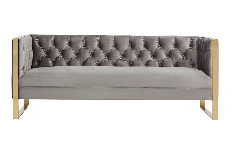 Cybele Modern Grey Velvet & Gold Sofa