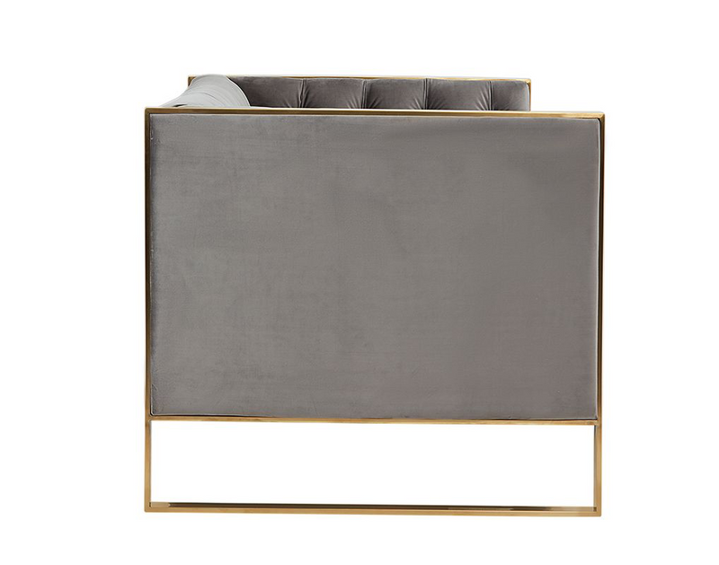 Cybele Modern Grey Velvet & Gold Sofa