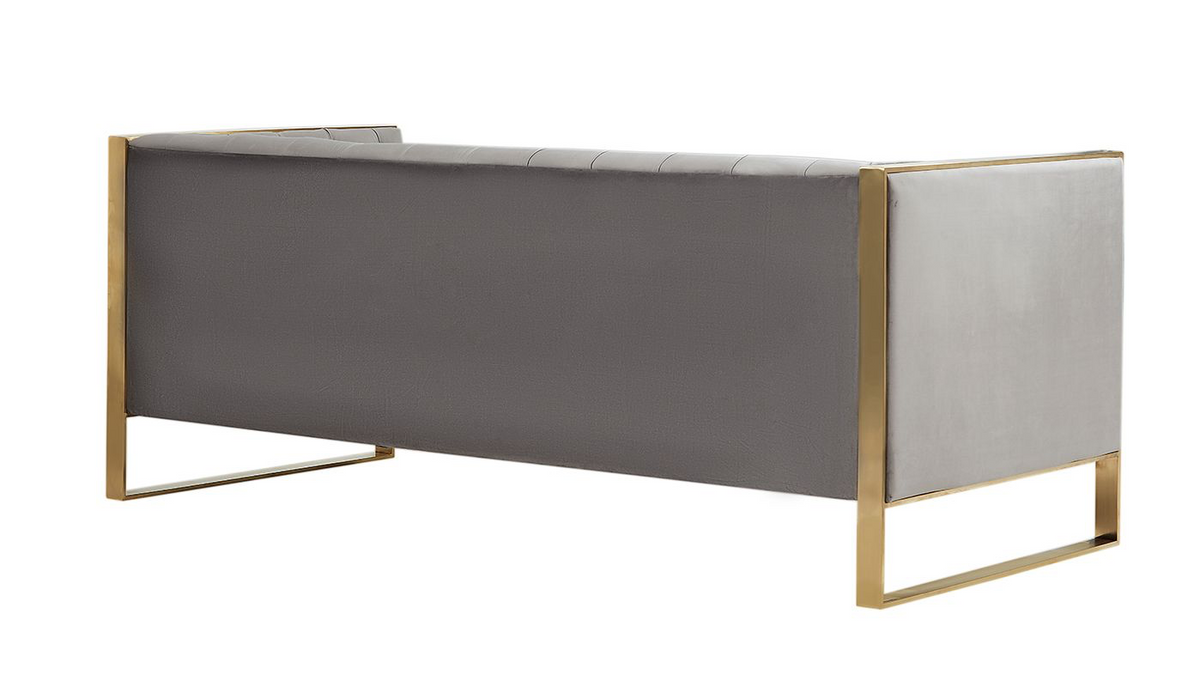 Cybele Modern Grey Velvet & Gold Sofa