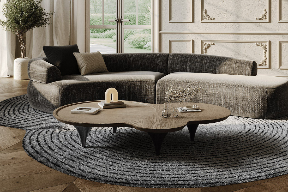Tisha 63.8” Modern Free Form Dark Ash Coffee Table
