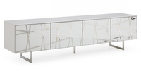 Cipriana 87” White Gloss Modern TV Stand