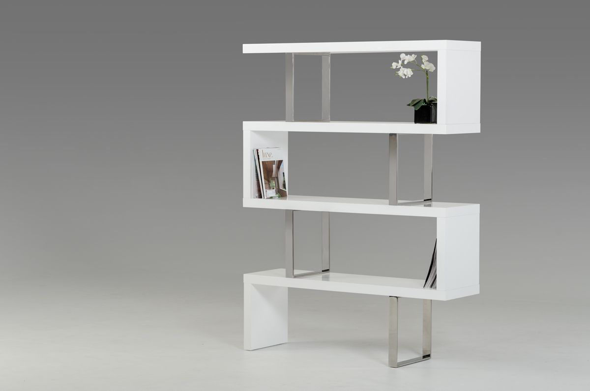 Elexis 51” Modern White High Gloss Bookcase