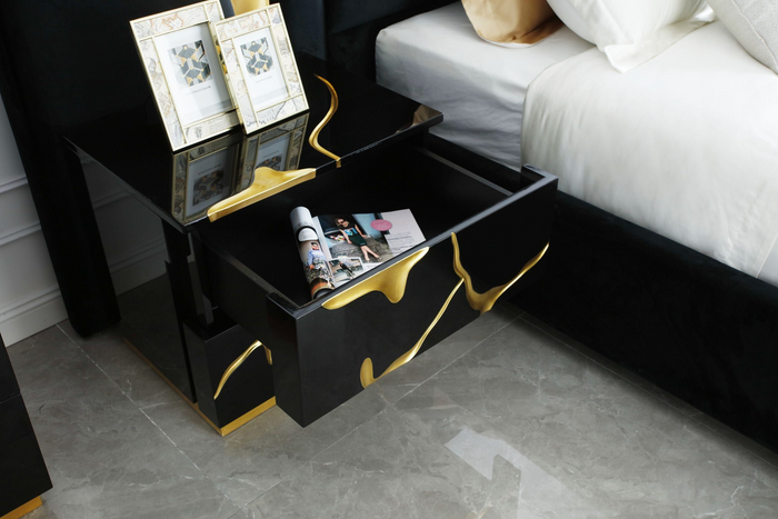 Fable Modern Black & Gold Nightstand