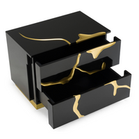 Fable Modern Black & Gold Nightstand