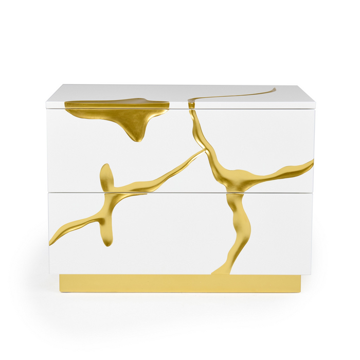 Fable Modern White & Gold Nightstand