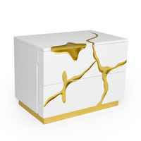 Fable Modern White & Gold Nightstand