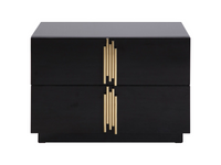 Aurelius King Modern Black Velour & Champagne Gold Bed + Nightstands