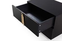 Aurelius Modern Black + Gold Wide Nightstand