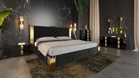 Aurelius Modern Black + Gold Wide Nightstand