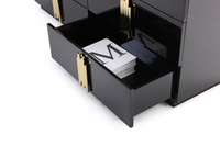 Aurelius 66.1” Modern Black Gloss & Gold Wide Dresser