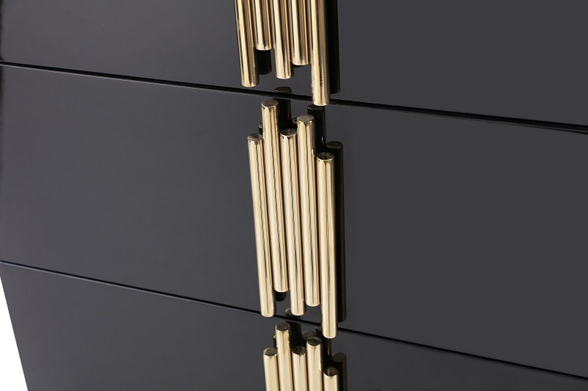 Aurelius 66.1” Modern Black Gloss & Gold Wide Dresser