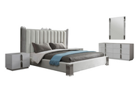 Aurelius Modern Modern White + Stainless Steel Bedroom Set