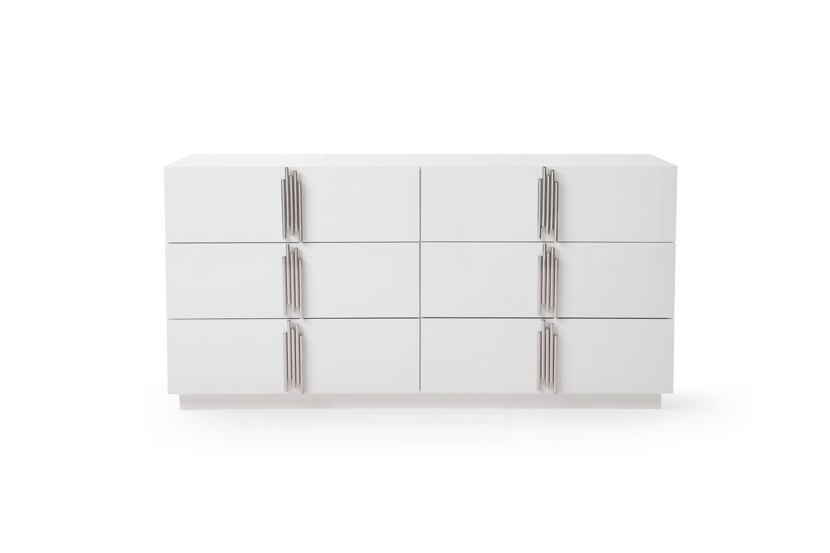 Aurelius Modern Modern White + Stainless Steel Bedroom Set