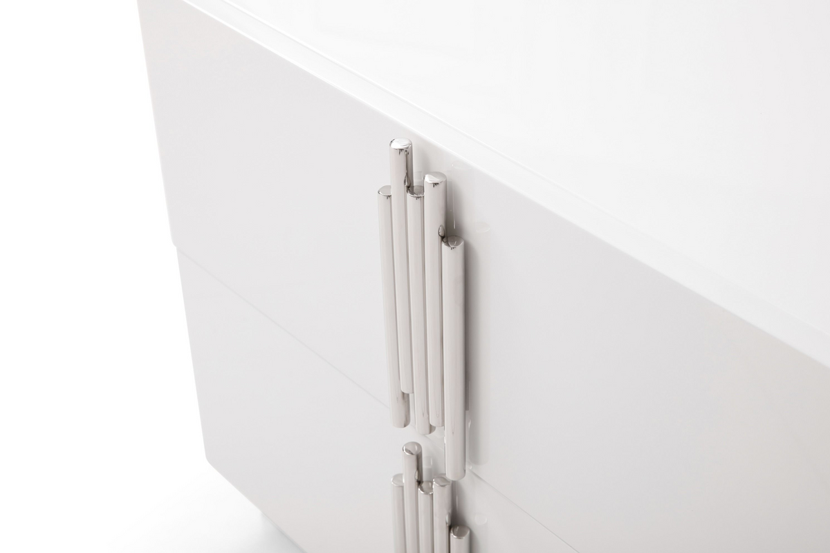 Aurelius Modern Modern White + Stainless Steel Bedroom Set