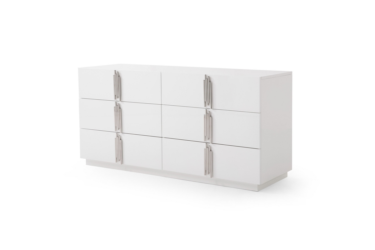 Aurelius Modern Modern White + Stainless Steel Bedroom Set