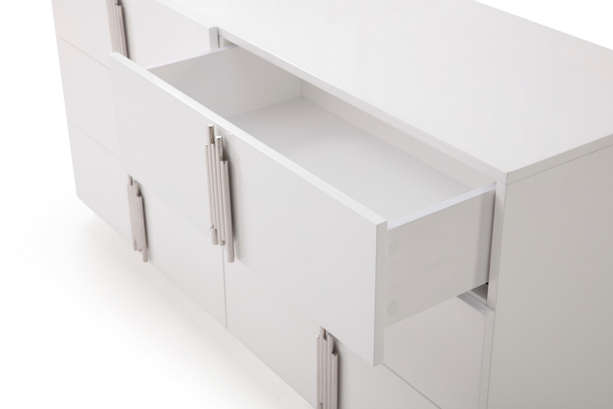 Aurelius Modern Modern White + Stainless Steel Bedroom Set