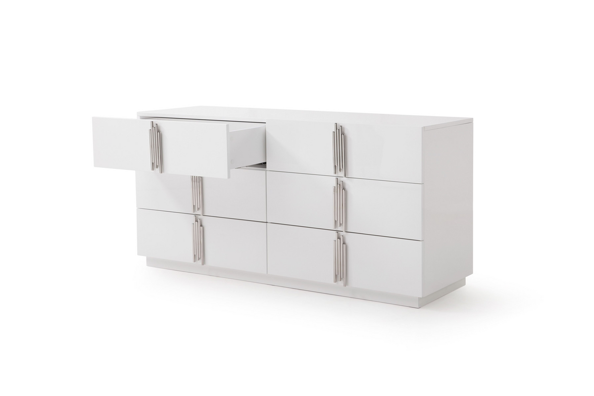 Aurelius Modern Modern White + Stainless Steel Bedroom Set