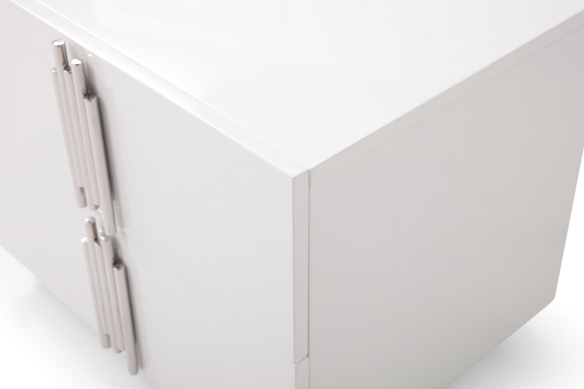 Aurelius Modern Modern White + Stainless Steel Bedroom Set