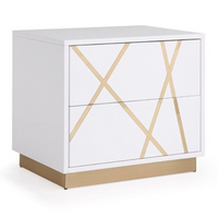 Ivo Modern White Faux Leather & Gold Bed With Nightstands