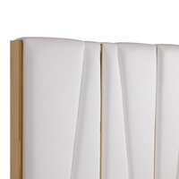 Ivo Modern White Faux Leather & Gold Bed With Nightstands