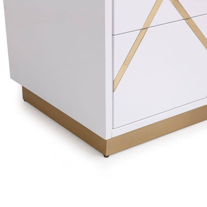 Ivo Modern White Faux Leather & Gold Bed With Nightstands