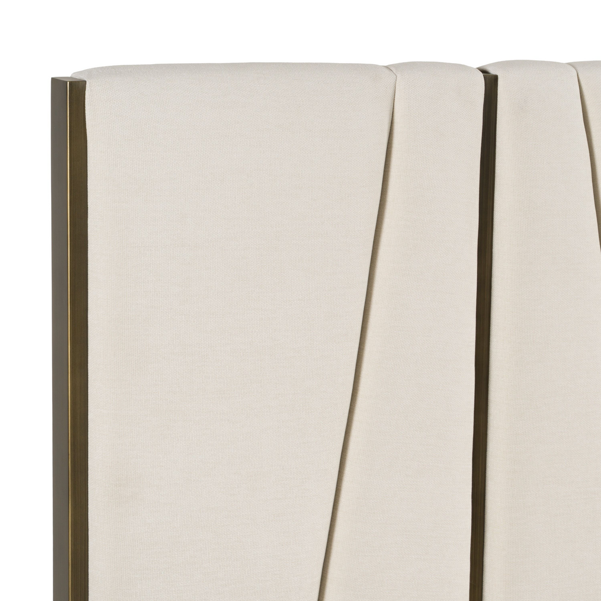 Ivo Modern Beige Velvet & Gold Queen Bed & Birch Nightstands