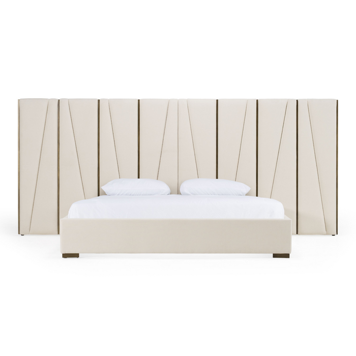 Ivo Modern Beige Velvet & Gold Bed