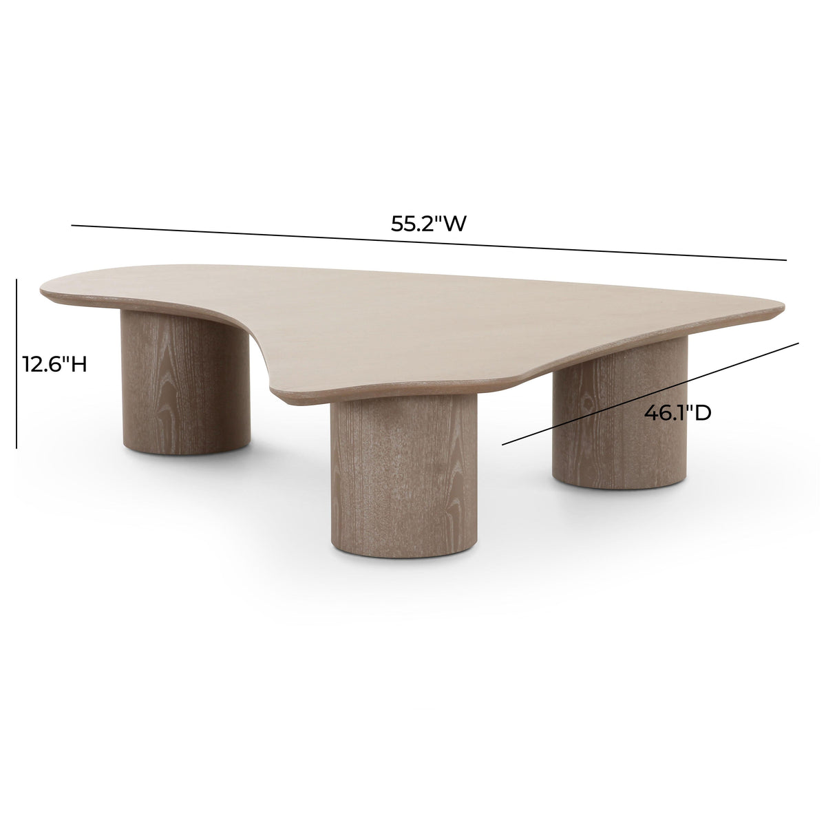 Ellie 55” Washed Ash Organic Coffee Table