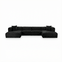Tarra 4-Piece Fluffy Oversized Performance Corduroy Modular U-Sectional