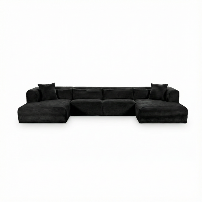 Tarra 4-Piece Fluffy Oversized Performance Corduroy Modular U-Sectional