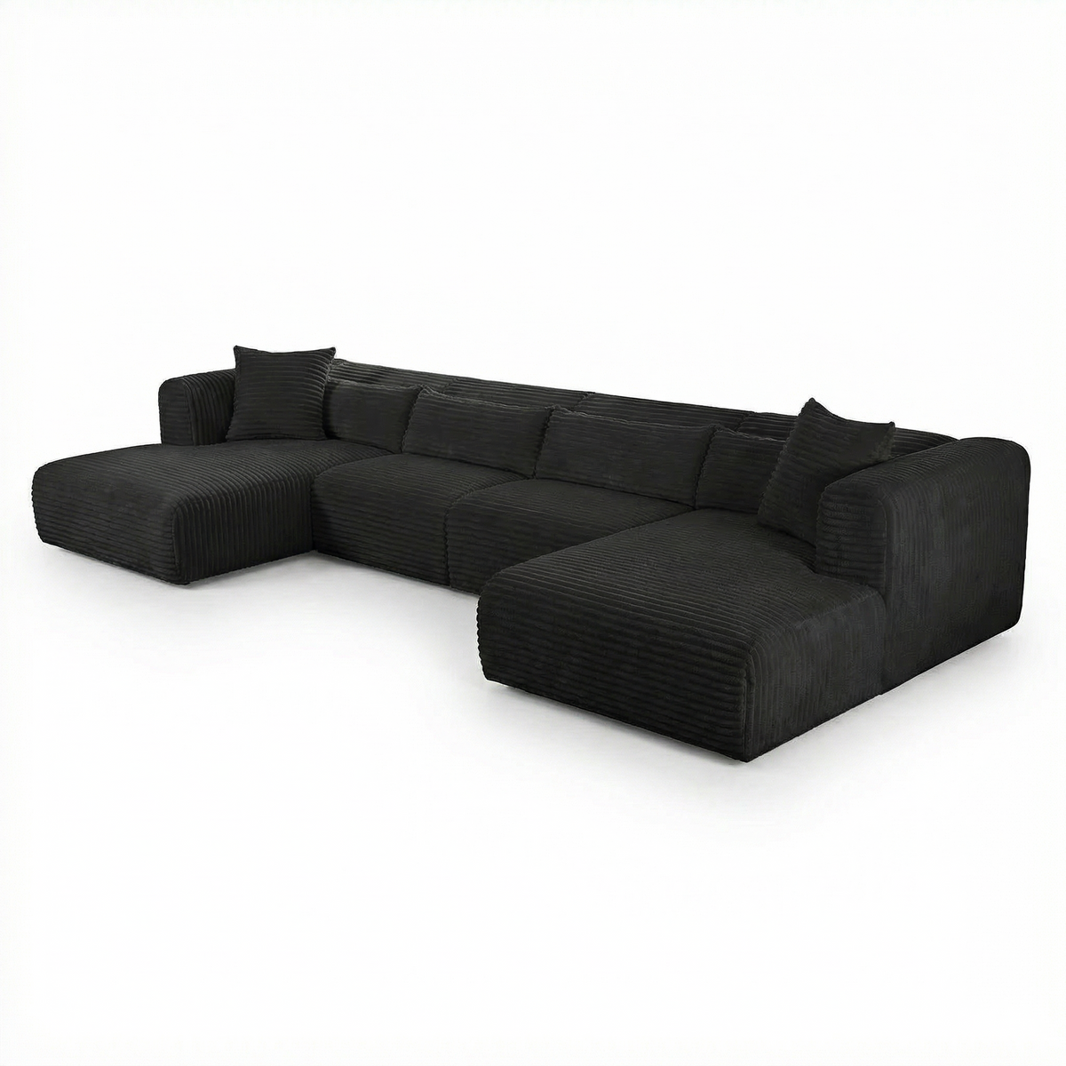Tarra 4-Piece Fluffy Oversized Performance Corduroy Modular U-Sectional