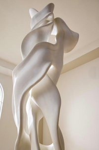 Dancing Ribbon 96”H in Faux Bleached Cast Stone Sculpture II