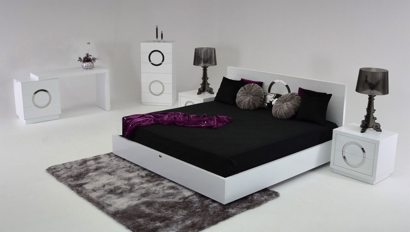 Marisol Modern White Crocodile Lacquer Bed