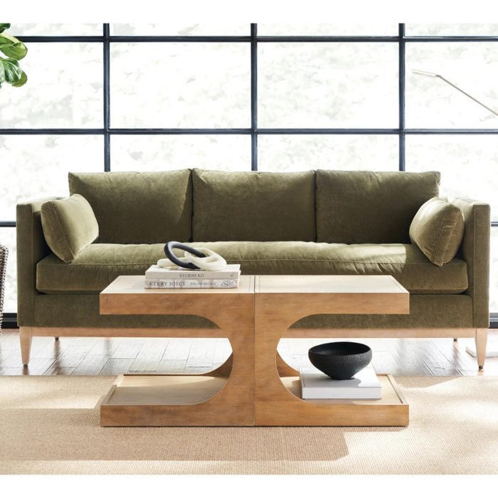 Aura Olive Velvet Cloud Cushion Sofa