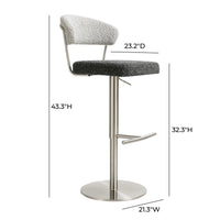 Cosmo Black and Grey Boucle Adjustable Stool